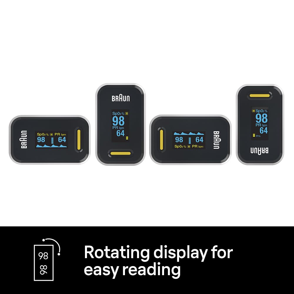 Braun Pulse Oximeter 1 - Accurate Blood Oxygen Finger Monitor - Easy-to-use at Home - For COPD, Pneumonia, Sleep Apnea Sufferers - Great for Athletes- YK-81CEU