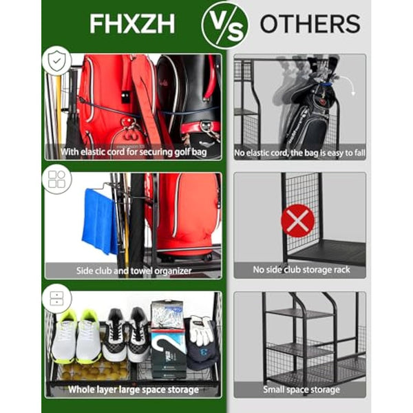 FHXZH Golf Bag Storage & Organizer - Extra Large Rack for Garage, Shed, Basement