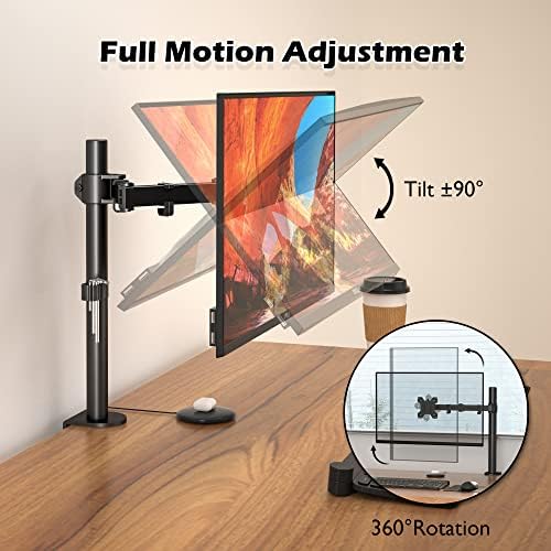 BONTEC Single Monitor Arm Desk Mount for 13-32 inch LCD LED PC Computer Screens TV, Ergonomic Height adjustable Tilt Swivel Rotation Monitor Arm Bracket up to 10kg, VESA Dimensions: 75x75-100x100mm