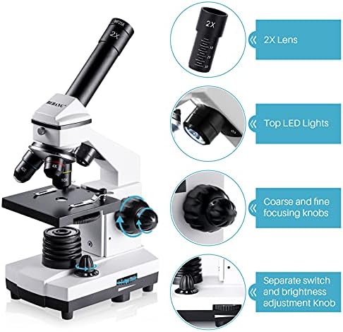 BEBANG 100X-2000X Microscope for Kids Adults, Professional Biological Microscope Kit for Students School Laboratory