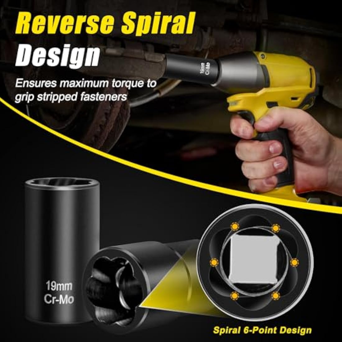 Topec Bolt Extractor Set, 10 Piece Lug Nut Remover Socket Tool, 1/2" Drive Impact Wheel Lock Removal Kit for Removing Damaged, Dead, Rusted, Rounded-Off Bolts, Lug Nuts & Screws