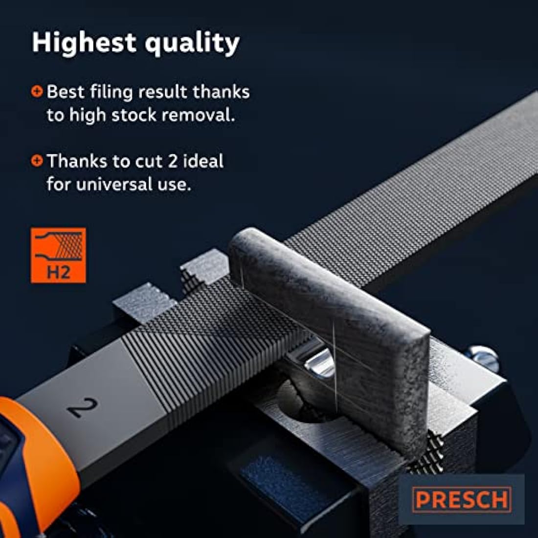 Presch File Set Metal and Wood 6 pcs. - Professional File Set incl. Half-Round rasp, Flat Stump File, Half-Round File, Round File, Triangular File and Square File