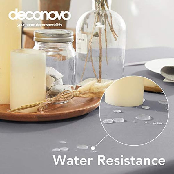 Deconovo Home Decorative Oxford Wipeable Tablecloth Rectangle Water Resistant Tablecloth for Chipboard Table 140x240cm(55x95in)(55x95in) Grey