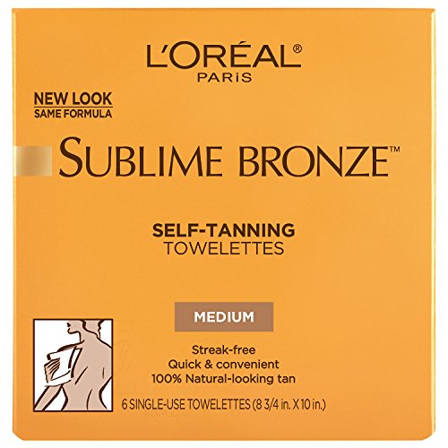 L'Oréal Paris Skincare Sublime Bronze Sunless Tanning Towelettes, Fast-Drying, Streak-Free Self Tanner, 6 ct.