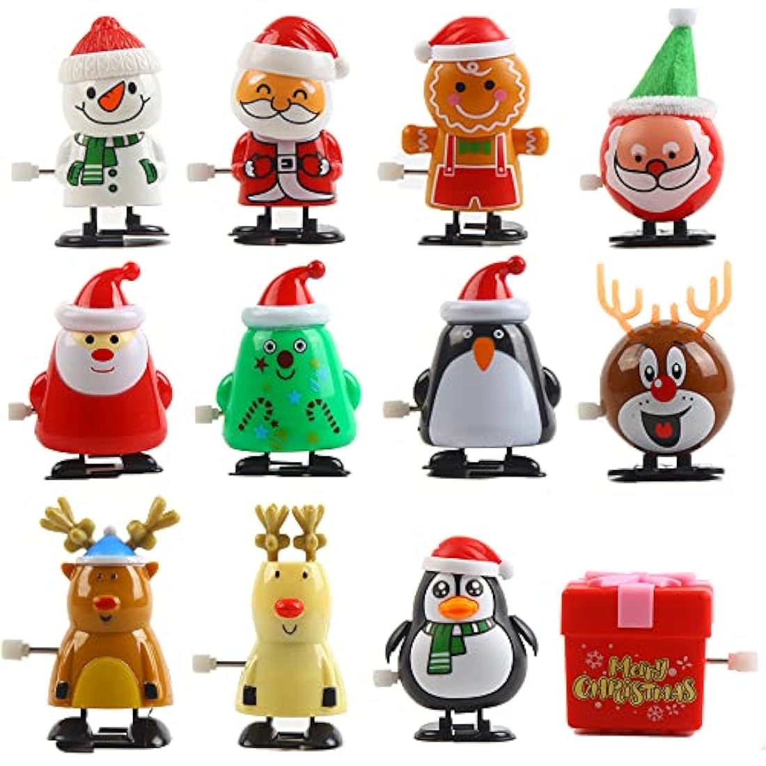 DIYASY 12 Pack Christmas Wind Up Toys - Novelty Spring Clockwork Toys for Kids Stocking Fillers