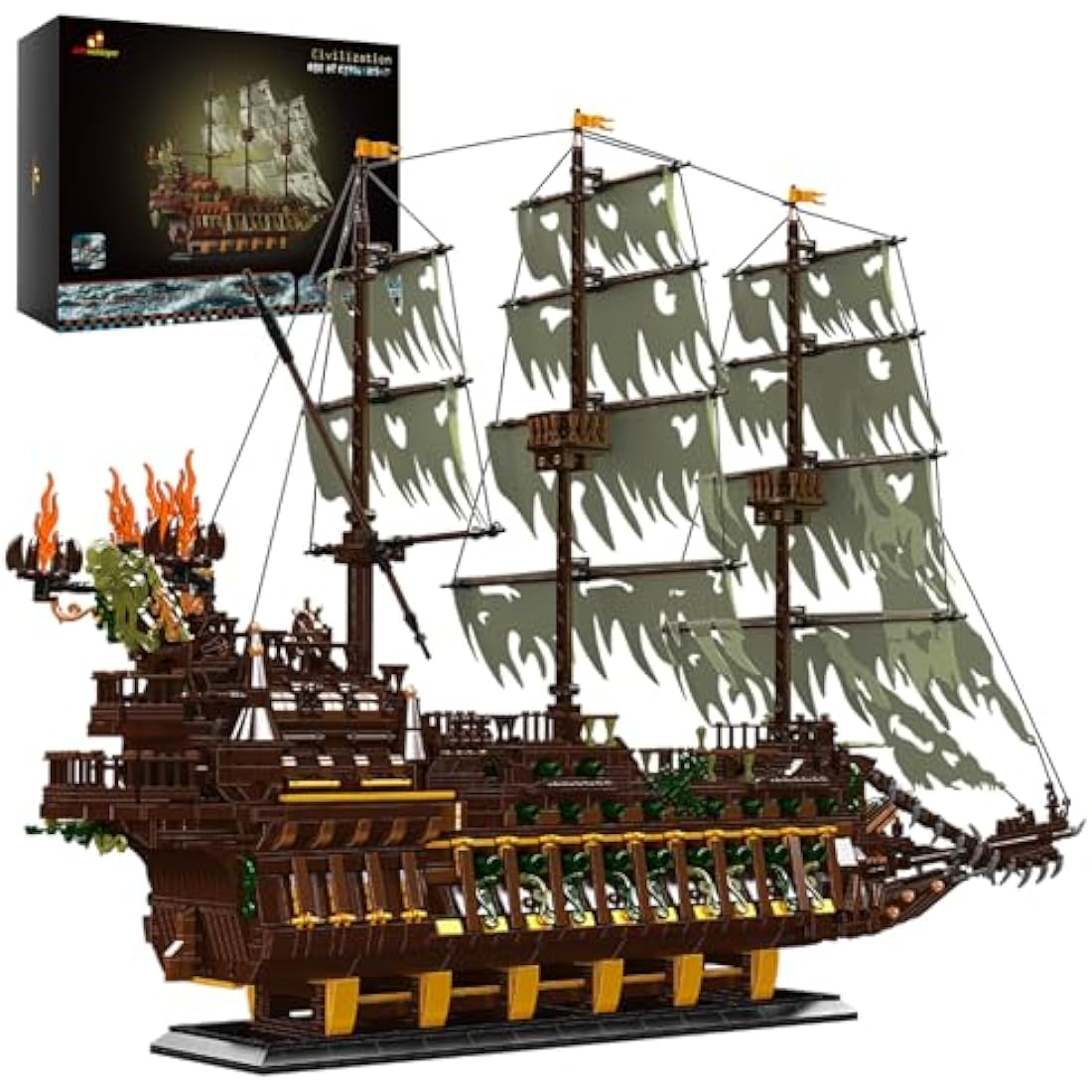 JMBricklayer Pirate Ship Model Building Blocks Sets, Large Mysterious Ghost Ship MOC Model Ship Kits, Creative Pirate Ship Model, Gifts for Teens Age 14+ Adults (4364 Pieces, Upgraded Version)