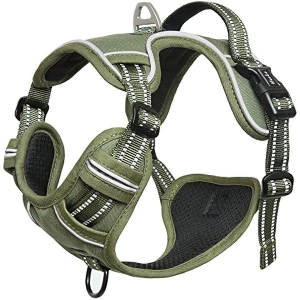 HEELE Dog Harness for Small Medium Large Dogs No Pull Adjustable Padded Reflective Harness with Handle for Walking Training, Green, XS