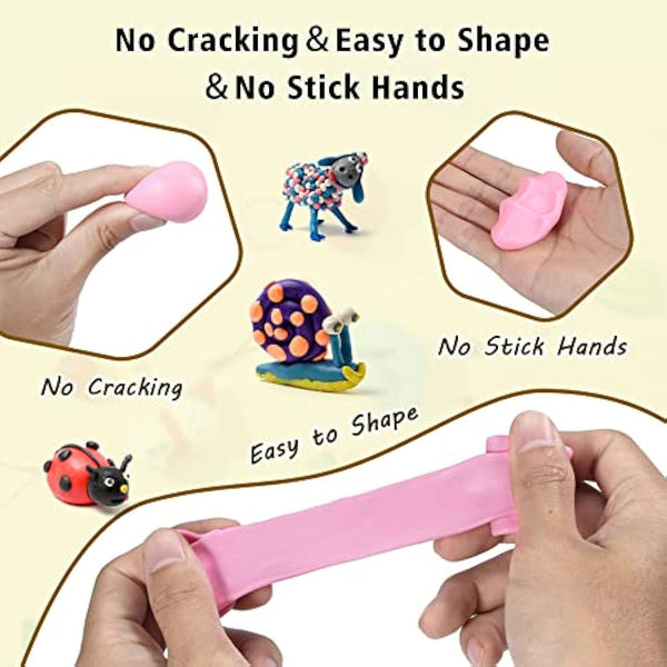 Polymer Clay 60 Colors, Modeling Clay for Kids DIY Starter Kits, Oven Baked Model Clay, Non-Toxic, Non-Sticky,with Sculpting Tools, Gift for Children and Artists.