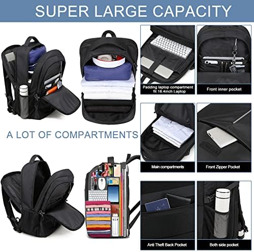 WENIG Laptop Backpack,Extra Large Business Travel Work Computer Rucksack with USB Charging Port