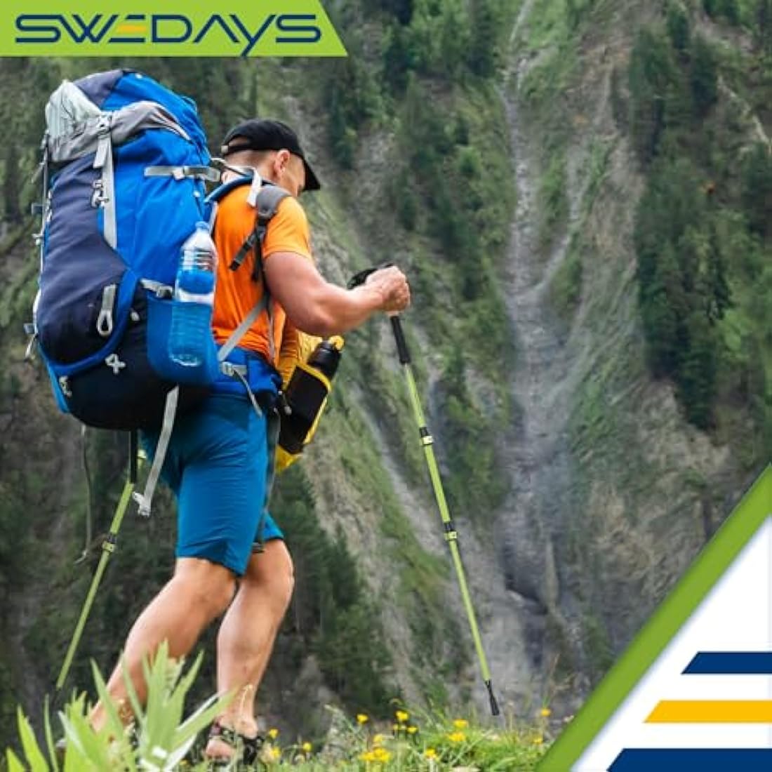 SWEDAYS Telescopic Trekking Poles - Ultra-Light 7075 Aluminium Walking Poles with Cork Handles, Adjustable 24.8-53.1 Inches (63-135 cm), Ideal for Hiking, Camping & Mountaineering