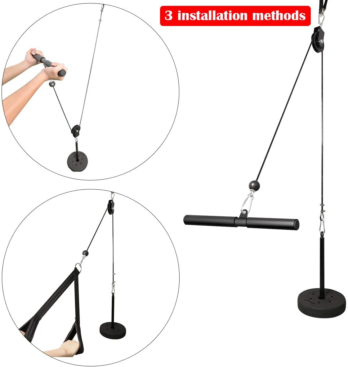 LAT and Lift Pulley System, LFJ Fitness DIY Cable Pulley Gym Home Arm Strength Training Exerciser Lat Pulldown Forearm Wrist Roller Trainer