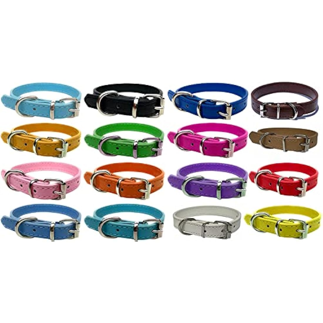 Vibrant Leather Dog Collar for Puppy, Cat, Kitten, Dogs - For Small, Medium, Large & Extra Large Pet Collars (Extra Large (45cm - 55cm Neck), White)