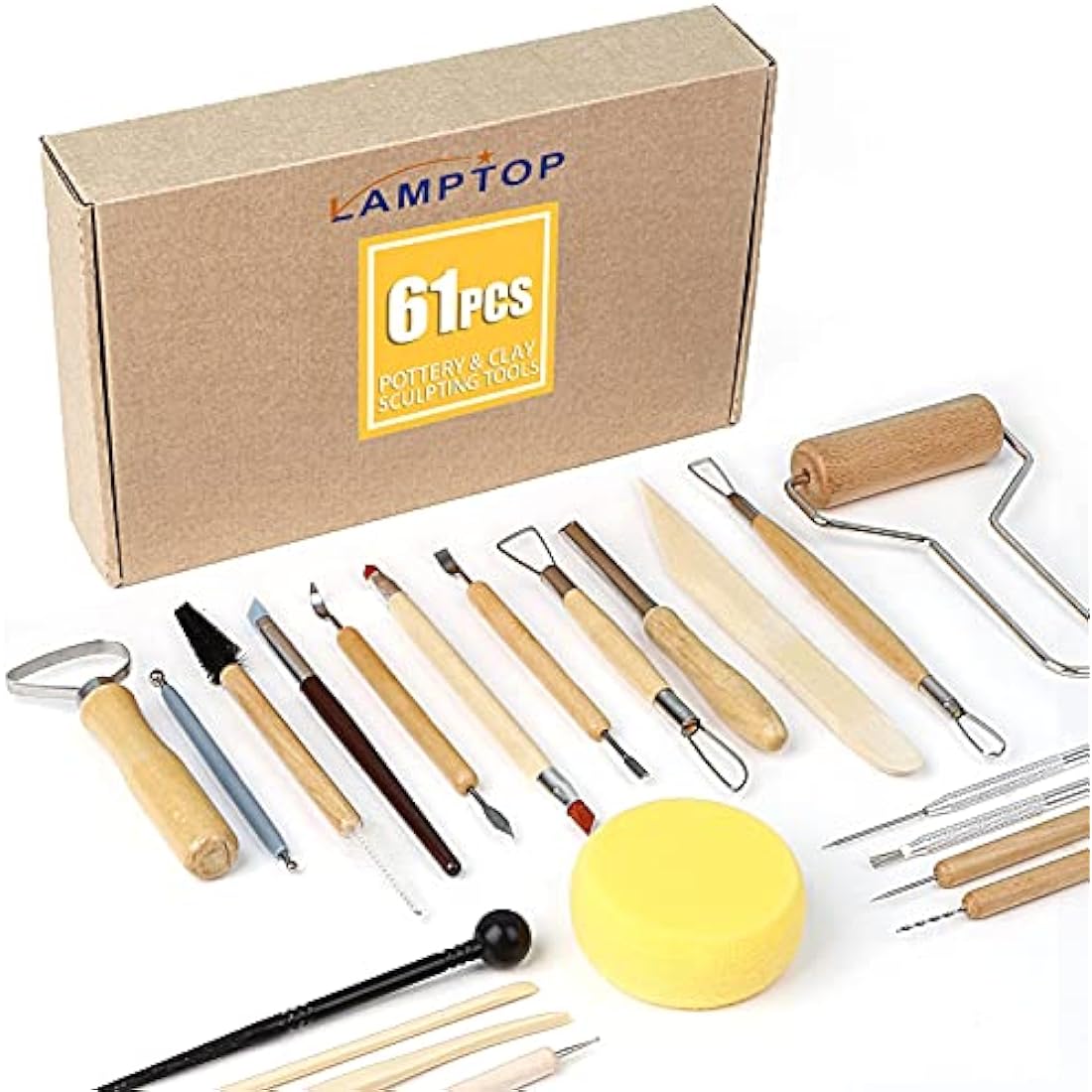 61pcs Ceramic Tools Clay Sculpting Set, Polymer Clay Tools Clay Sculpting Tools, Pottery Carving Tool for Engraving Modeling Embossing Shaping Art DIY