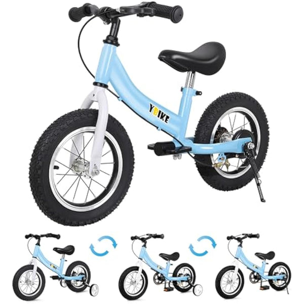 YBIKE Balance Bike 2 in 1,The Dual Use of a kids' Balance Bikes and Kids Bike, for 2 3 4 5 6 7 Years Old -12 14 16 Inches with Training Theory, Brake, Pedal