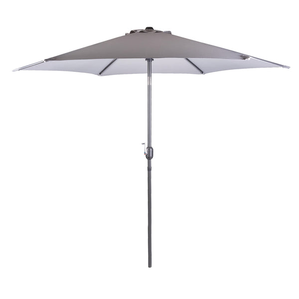 Alfresia 2.7 Metre Parasol - Round with Push Button Tilt, Outdoor Table Parasol Umbrella with Crank Handle, Garden Patio Sun Shade, Grey, Easy Assemble