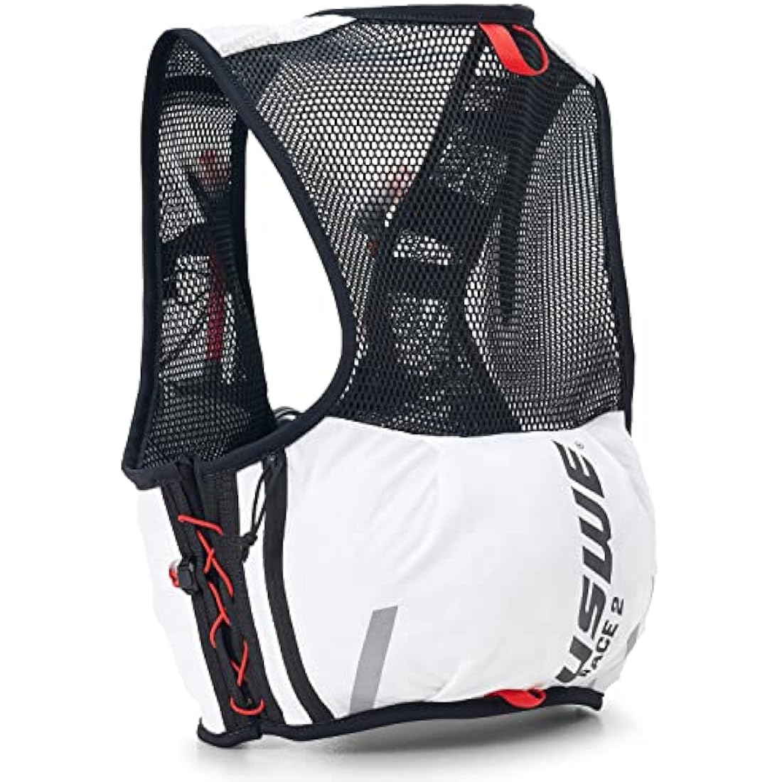 USWE Pace 2L Running Vest Hydration Pack with 2 x 500ml UltraFlask, Backpack for Men and Women, White Black, L-XL