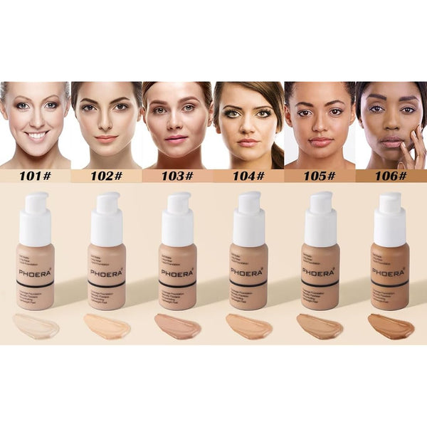 ABRUS® - PHOERA Foundation, Full Coverage Foundation, Soft Matte, Oil Control Concealer, Foundation Makeup Flawless Cream Smooth Long Lasting 24HR Waterproof and Blendable 30ml (#104 Buff Beige)
