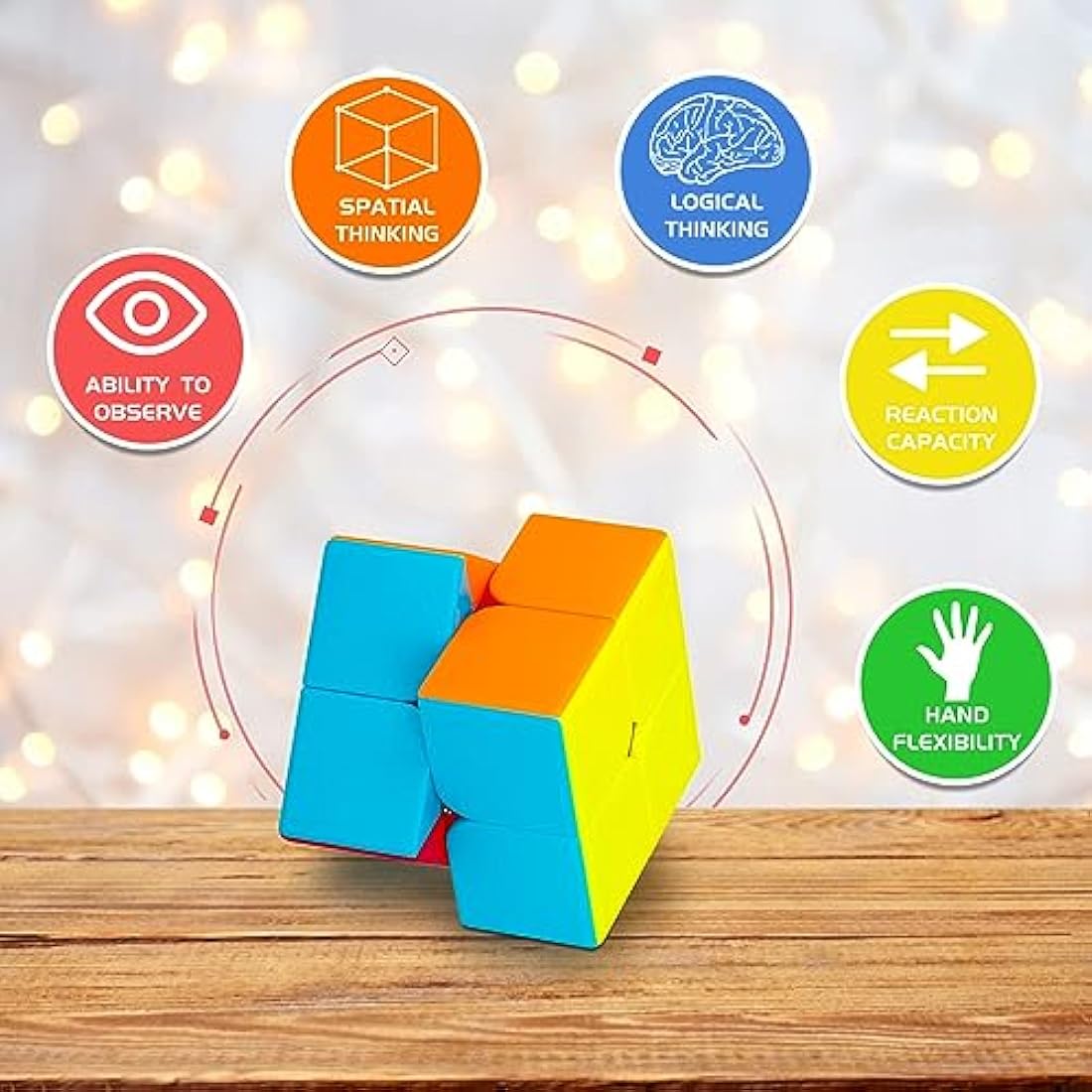 Coolzon Speed Cube Set, 4 Pack Stickerless Magic Cube Set 2x2 3x3 4x4 Pyraminx Triangle, Easy Turning 3D Puzzle Cube Games Toy Present for Kids Adults