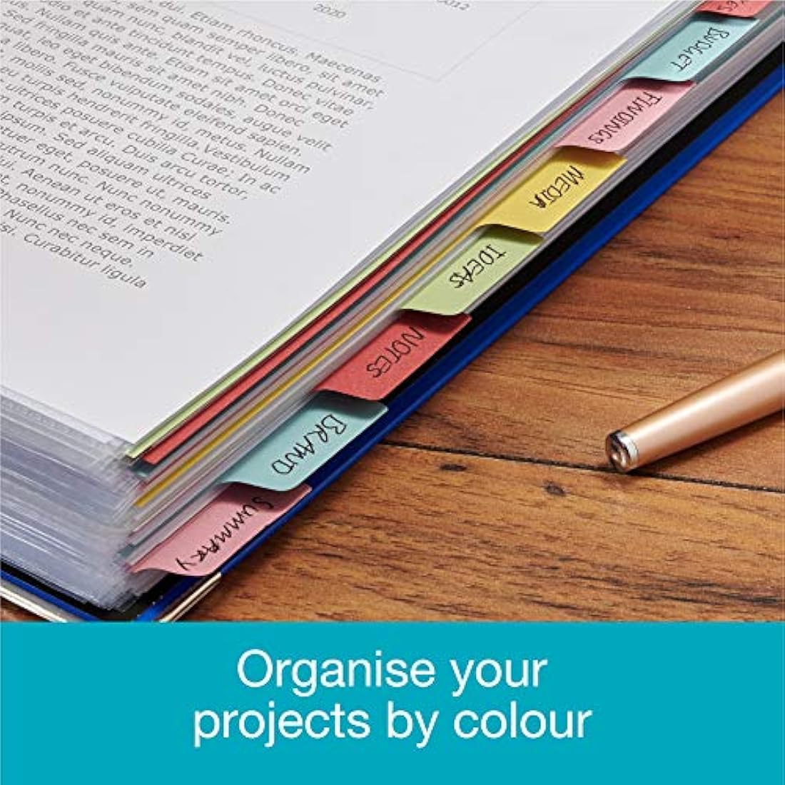 Elba A4+ (Extra Wide), 10 Part Card Dividers, Assorted, 10 Sets