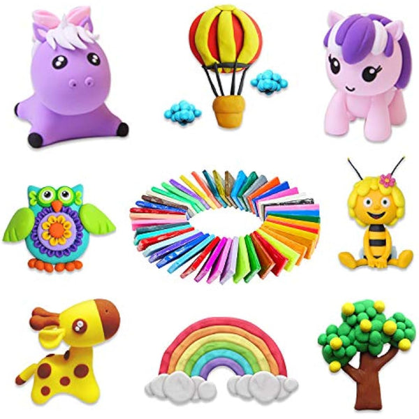 SUNNOW Polymer Clay Set, 46 Colours Modelling Kit for Kids with Tools & Accessories, Oven‑Bake & Air‑Dry, DIY Plasticine Crafts