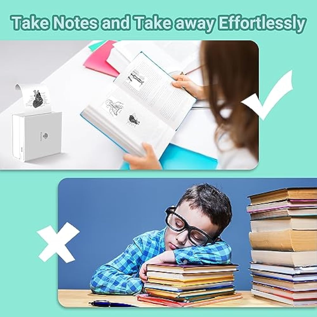 Phomemo Green M02 Mini Printer with 3 Label Rolls, Pocket Printer for iOS and Android Smartphone, Bluetooth Sticker, Printer, Thermal Printer