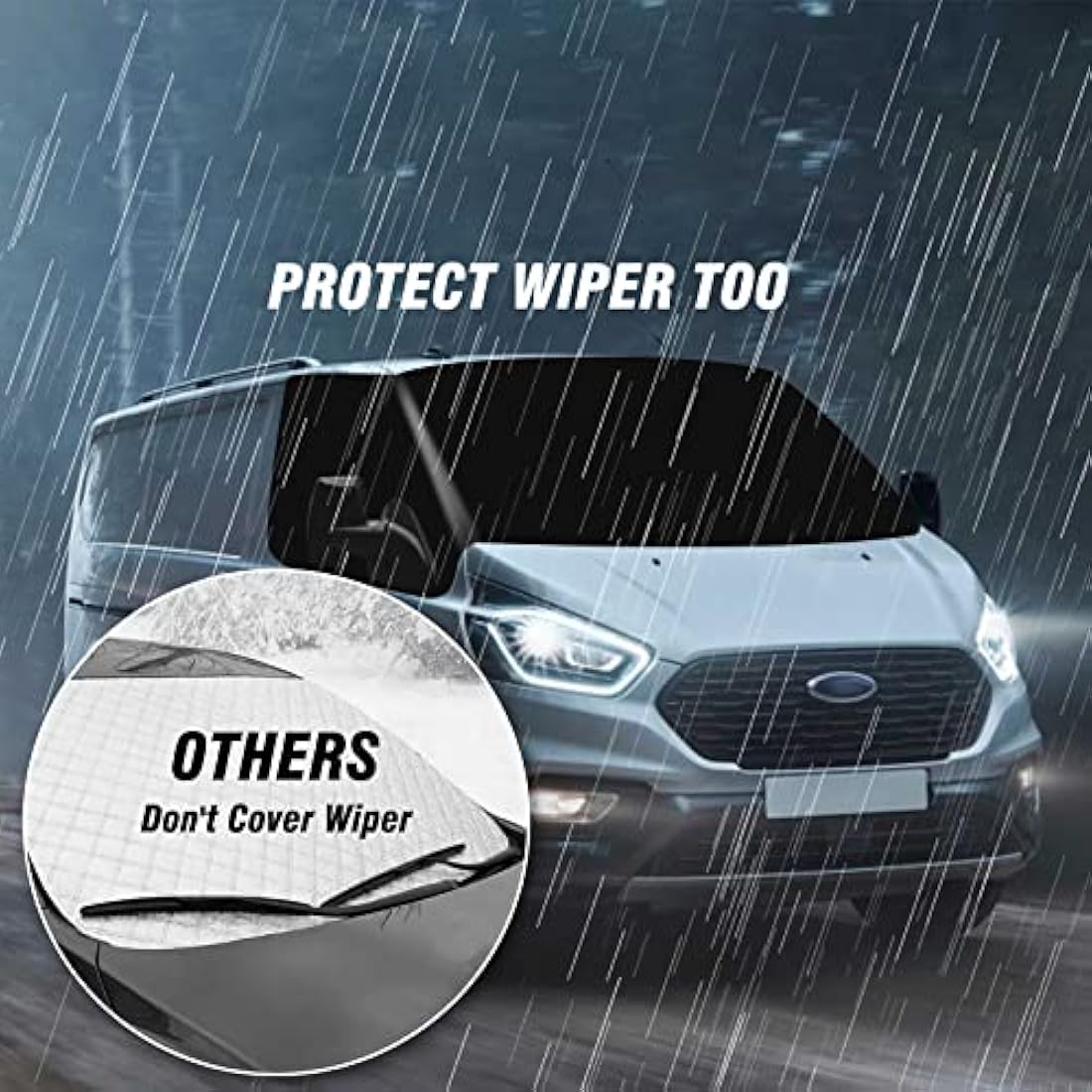 MaxEarn Luxury for Ford Transit Custom Front Windscreen Wrap Cover, 600 Oxford Fabric Window Sunshades Blackout Waterproof Car Windshield Cover, Frost Protection Curtain Camping Cover