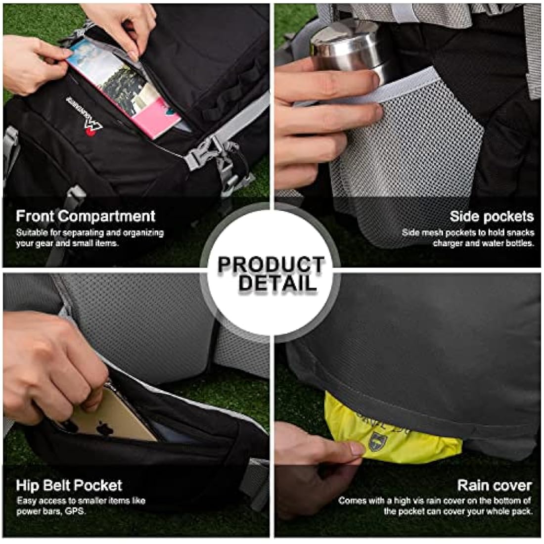 MOUNTAINTOP Hiking Backpack 80L Waterproof Mountaineering Backpack Large Camping Trekking Rucksack Multifunctional Climbing with Rain Cover