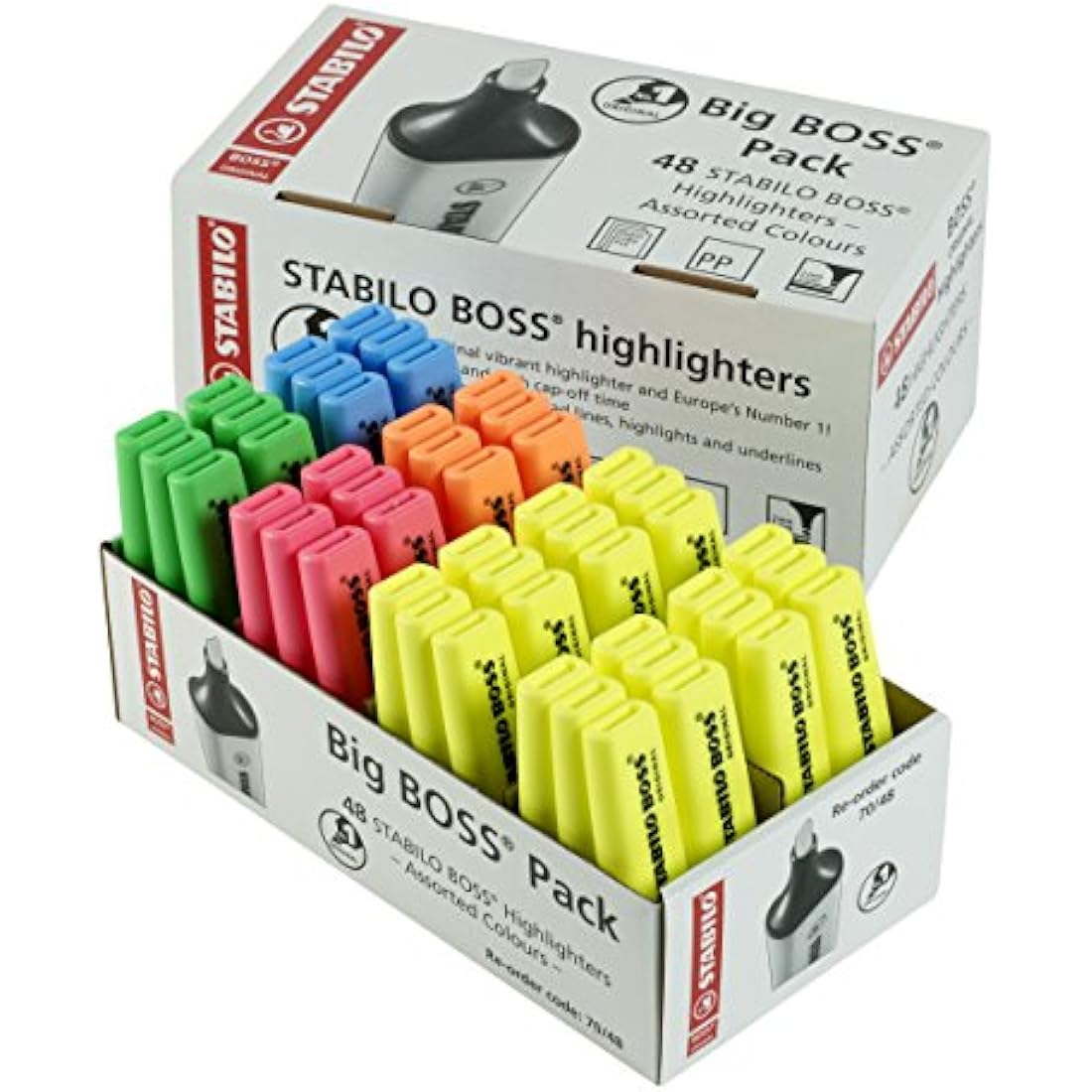 STABILO BOSS ORIGINAL - Highlighter - Pack of 48 - with 5 Neon Colours