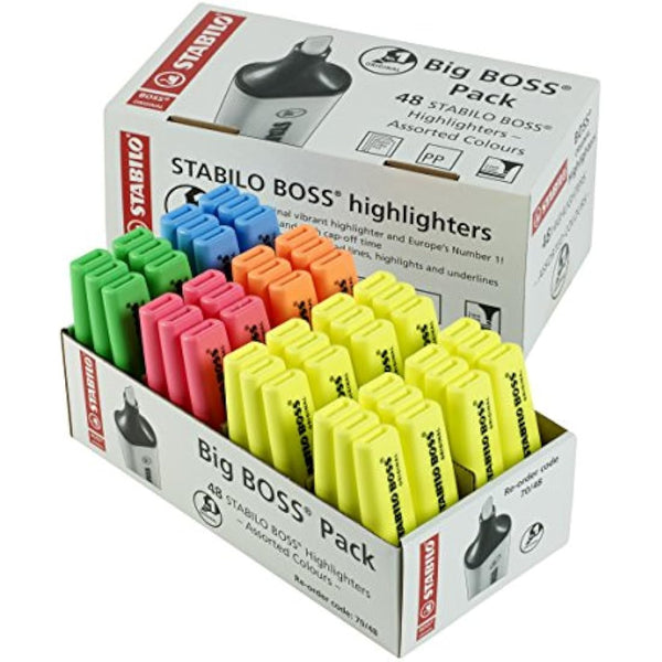 STABILO BOSS ORIGINAL - Highlighter - Pack of 48 - with 5 Neon Colours