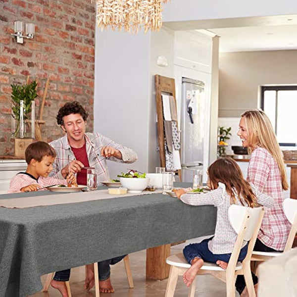 Deconovo Square Wipeable Faux Linen Table Cloth Water Resistant Tablecloth for Dinning 51x51in(130x130cm) Grey