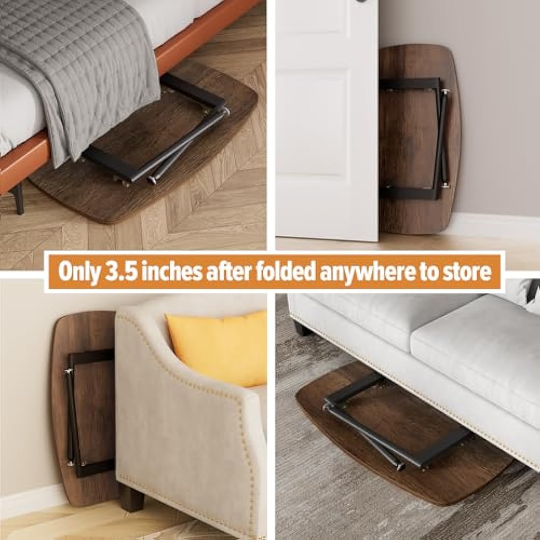 WOHOMO Folding Coffee Table Rustic Small Coffee Tables for Living Room Farmhouse Portable Table for Small Spaces Rectangular Mid Century Coffee Tables, No Assembly 31.5 * 15.7 * 17.7IN, Walnut