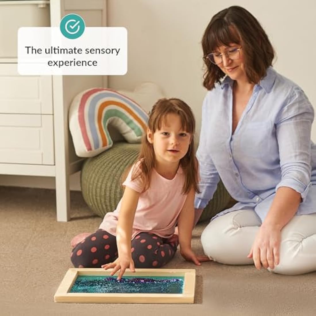 ODOXIA Sequin Wall Frame | Sensory Wall Sequin Flip Fabric for Kids | Reversible Sequin Fabric | Sequin Wall Panel