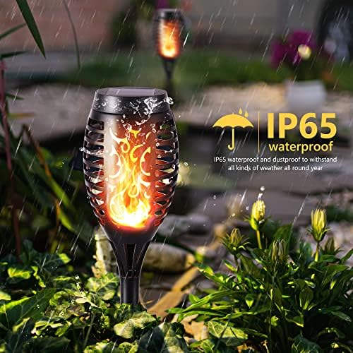 Geemoo 12 Pack Solar Flickering Dancing Flame Lights Waterproof Solar Torch Lights for Outdoor Garden Patio Pathway Yard Driveway Decorative