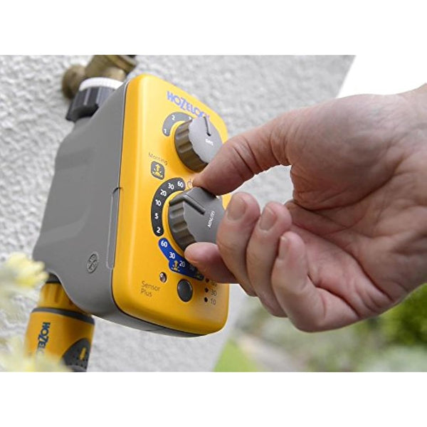 HOZELOCK - Watering Timer Sensor Controller Plus : Automatic and Easy Watering with its Light Sensor, Adjustable Watering at Sunrise and/or Sunset, Manual Watering Function [2214 0000]