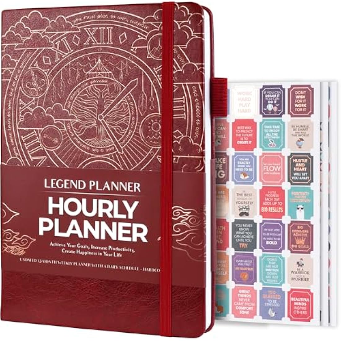 Legend Planner Hourly Schedule – Weekly & Daily Organizer with Time Slots. Appointment Book Journal for Work, Undated, A5 (Wine Red)