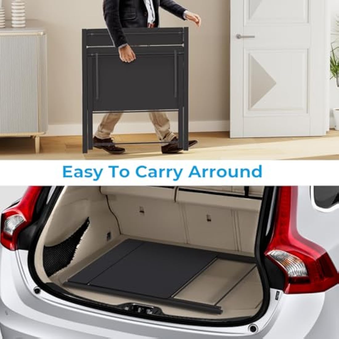 GreenForest Folding Desk No Assembly Required,Computer Desk with Monitor Shelf,Small Desk for Small Space,Black