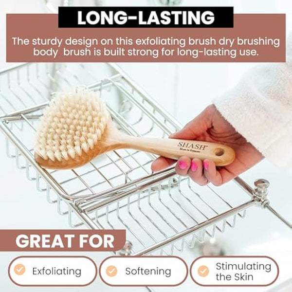 Shash Since 1869: Intense 100% Boar Bristle Face Brush - Made in Germany for Gentle Exfoliation, Reduced Flaking, and Fine Lines - Unveil an Even, Glowing Complexion, Sustainably Sourced