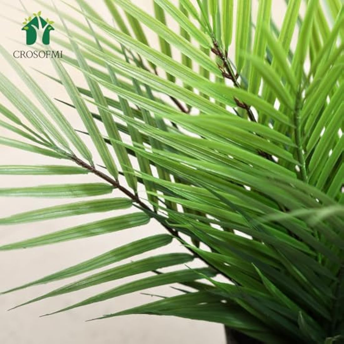 CROSOFMI Artificial Plants Areca Palm 35cm Fake Tropical Tree Faux Plants for Indoors and Outdoors Artificial Foliage and Plastic Pot for Party Office Home House Decorations (2 PACK)