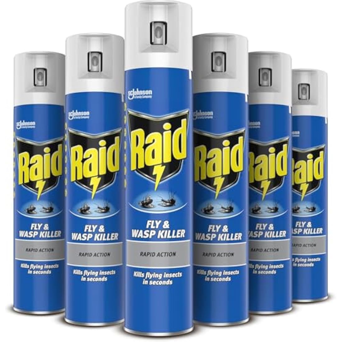 Raid Rapid Action Fly & Wasp Killer, Fly Killer Spray For Indoor Use, Pack of 6 (6 x 300ml)
