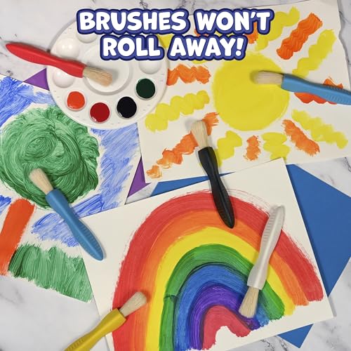 READY 2 LEARN Triangle Grip Paint Brushes | Set of 6 | 18m+ | Easy to Hold Paint Brushes for 2, 3 and 4 Year Olds | Encourage Writing Grip