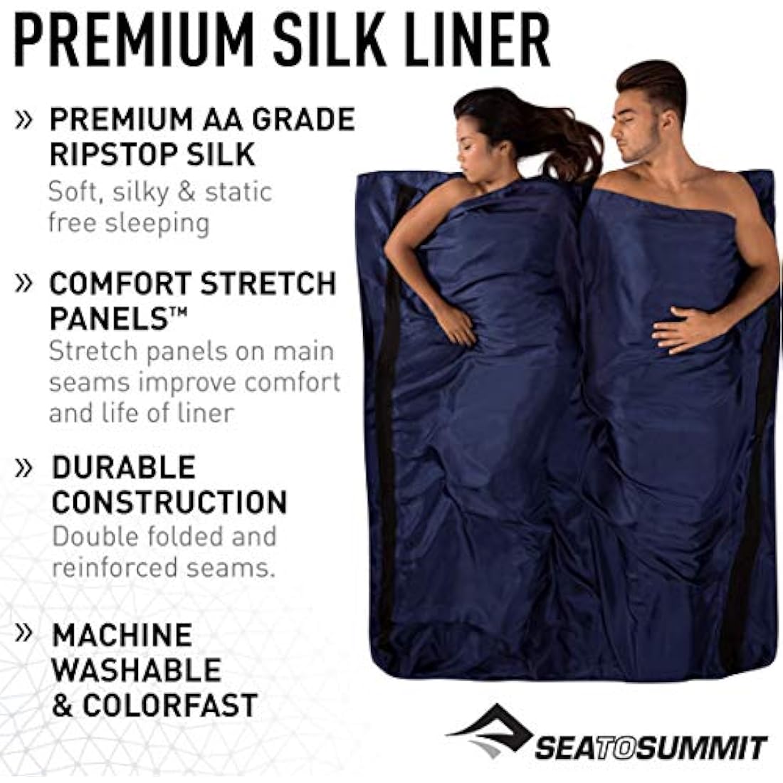 Sea to Summit - Sleeping bag with elastic silk lining, mummy type, equipped with hood