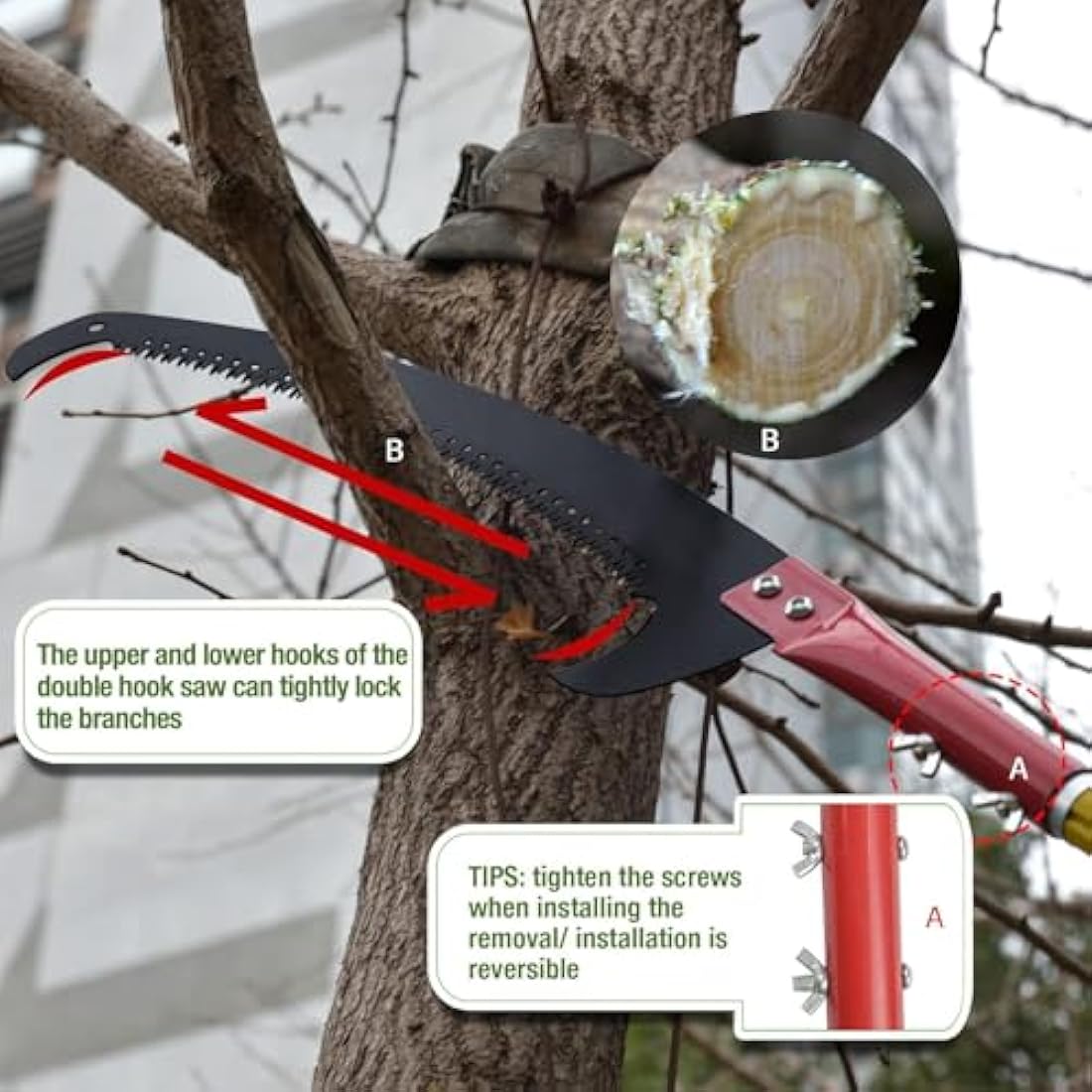 SUNORCHID Telescopic Tree Pruner - 14 Foot Pole Saw, Extendable Long Reach Tree Pruning Saw for Pruning and Trimming Branches and Leaves