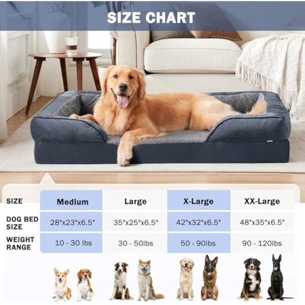 JOEJOY XXL Dog Bed, Orthopedic Memory Foam, Washable, Dark Grey, Fits up to 120lbs, Good for Large Dogs