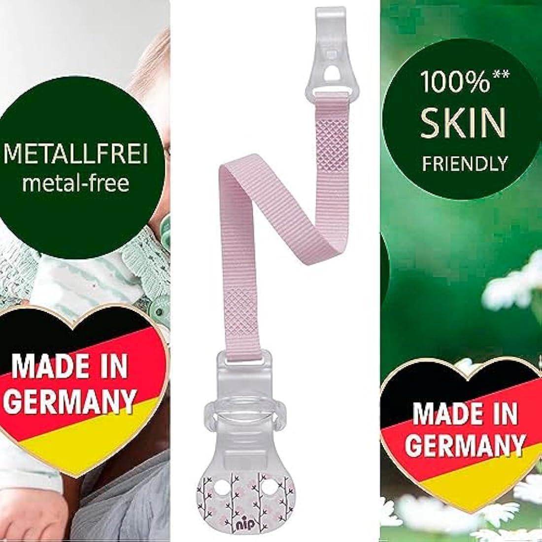 nip Dummy strap with hooks, set of 2, dummy chain for dummy with ring, made in Germany.