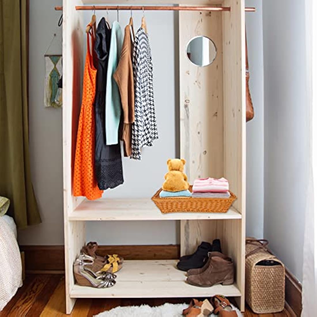 GOYADA 3PCS Rectangular Dark Brown Polypropylene Woven Baskets, 40x30x8cm Handmade Wicker Storage Baskets for Kitchen, Dining Room, Decoration