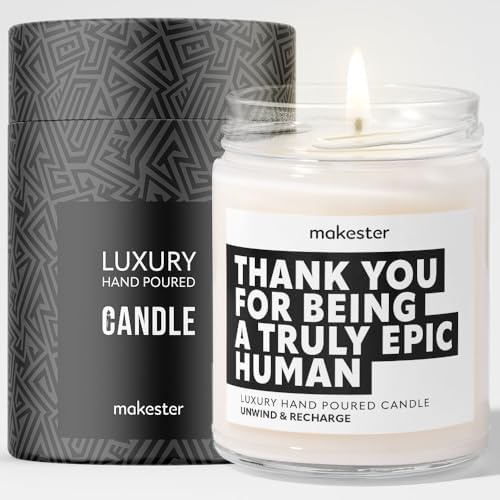 Thank You Gifts - Luxury Soy Wax Candle - Vanilla, Jasmine, Sugared Almond - Makester