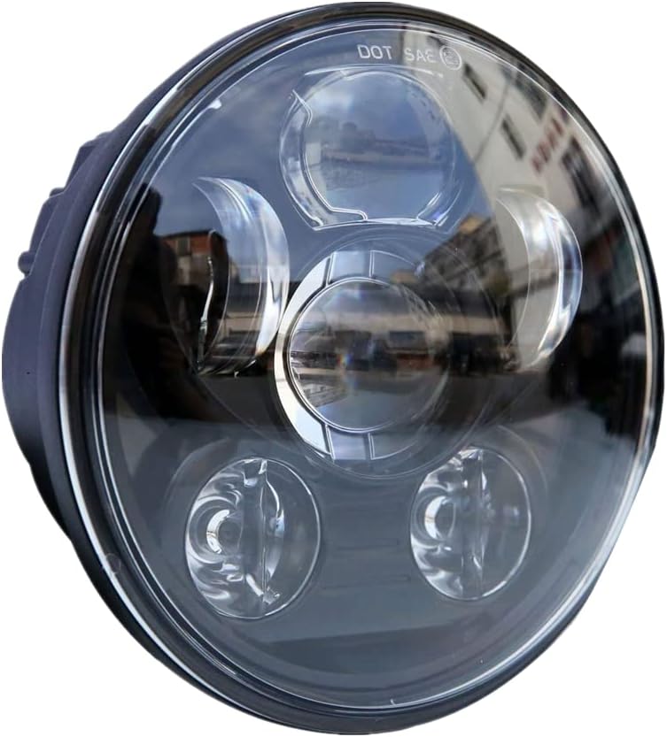 5-3/4" 5.75" Round LED Projection Daymaker Headlight for Harley Davidson Kickfaire Motorcycle Projector Lights 45W 9 LED Bulb Headlamp Aluminum Lamp