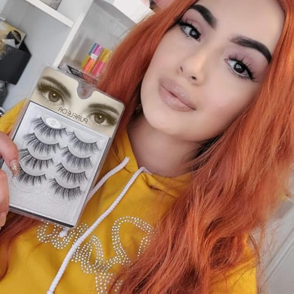 3D Faux Mink Eyelashes Natural Long Looking 5 Pairs Reusable False Lashes Soft Fluffy Full Eyes Lash