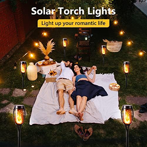 Geemoo 12 Pack Solar Flickering Dancing Flame Lights Waterproof Solar Torch Lights for Outdoor Garden Patio Pathway Yard Driveway Decorative