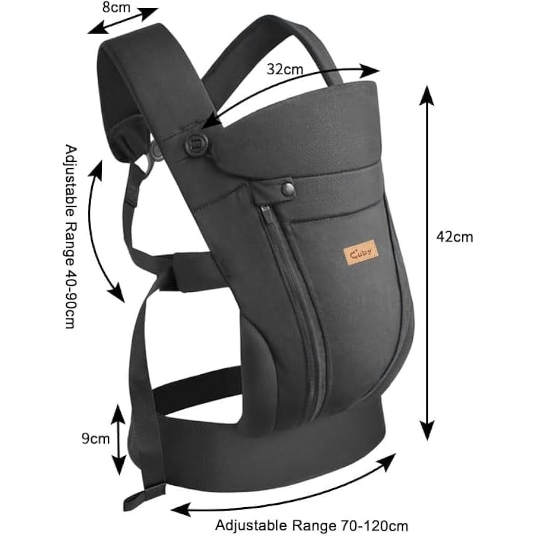 CUBY Front Carriers for Newborn, Summer Breathable Zippers Toddler Wrap Baby Holder Belt,Outdoor Facing & Back Baby Carriers from Newborn, Adjustable Head Neck Support with Head Cover Use up to 30 LBS